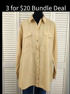 Vincente Tan Button Down Top Medium Beige Minimalist